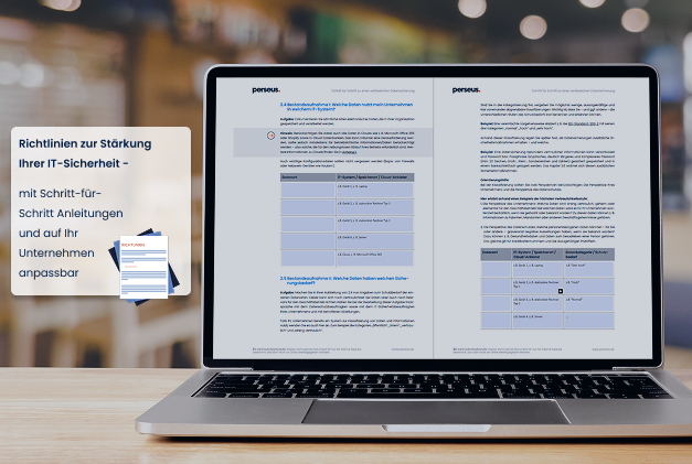 Laptop mit Ansicht eines Notfallplans. Notfallplan und Richtlinien, die an Unternehmen angepasst werden, sorgen für ein hohes IT-Sicherheitsniveau
