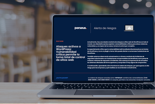 Los expertos en ciberseguridad de Perseus identifican las noticias más relevantes en materia de seguridad y envían alertas a sus clientes para prevenir posibles ciberataques.