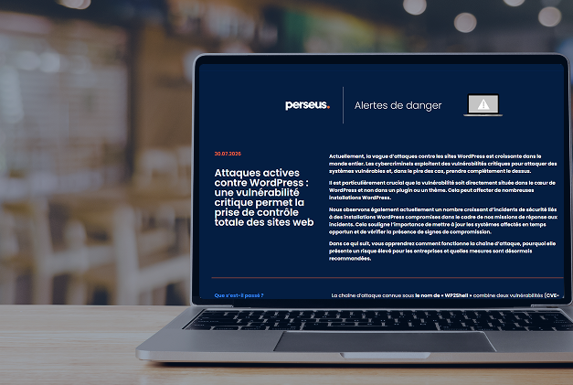 Les experts en cybersécurité de Perseus repèrent les actualités importantes en matière de sécurité et envoient des alertes à leurs clients afin de prévenir toute cyberattaque potentielle.