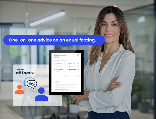 Businesswoman relies on face-to-face exchange during cyber risk assessment