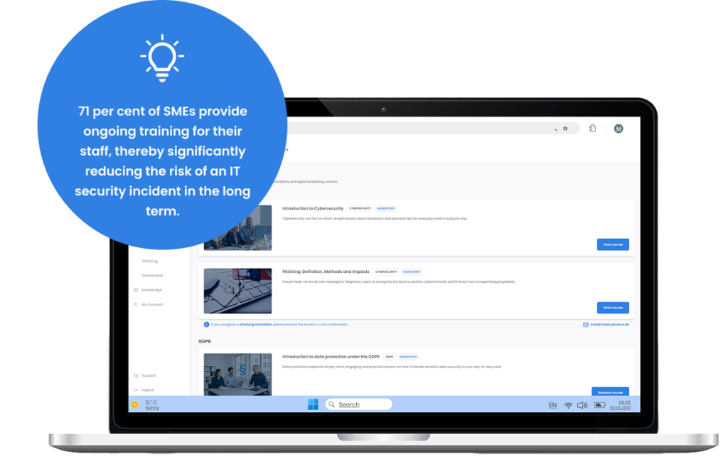 Perseus’s online training raises staff awareness so that they can defend against digital threats.